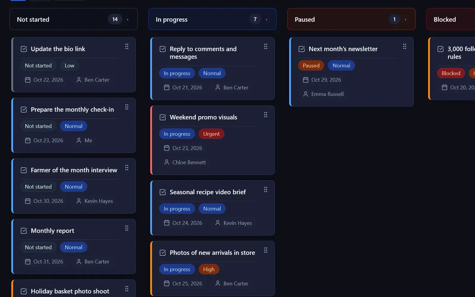 Mishka - kanban view