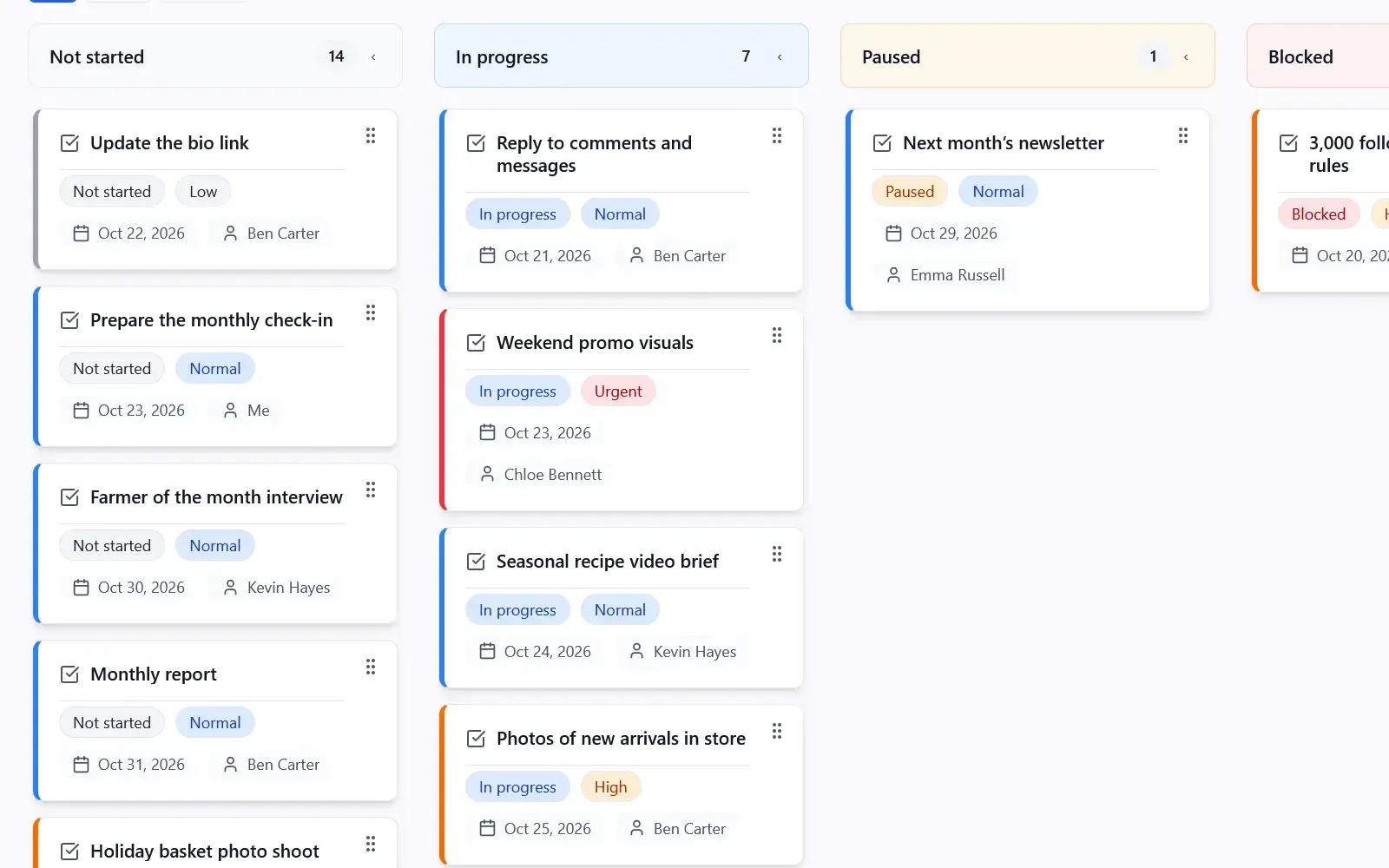 Mishka - kanban view