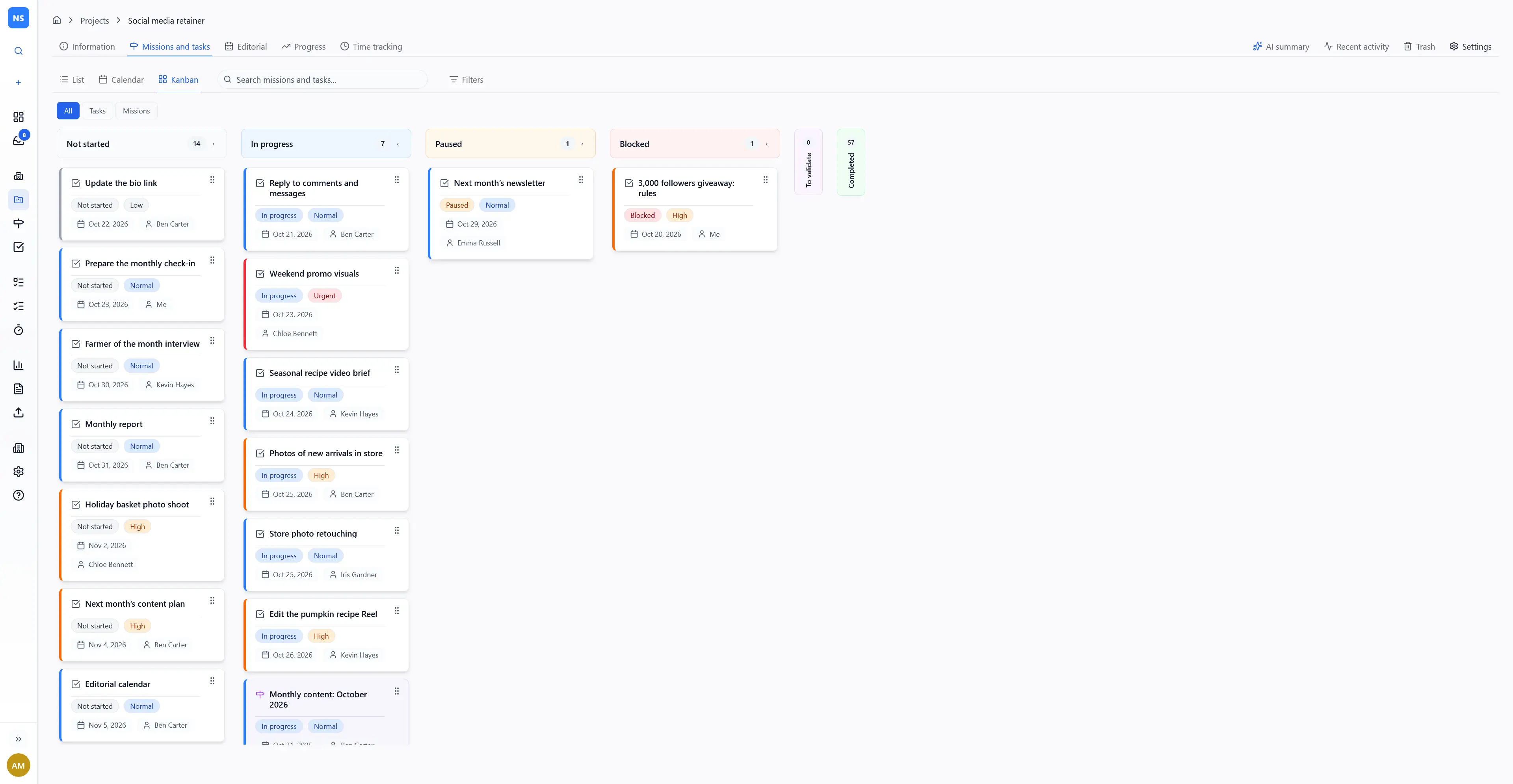Kanban board view