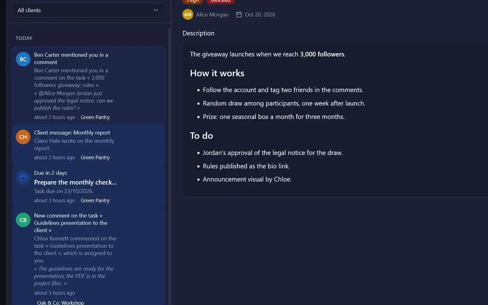 Notifications and comments