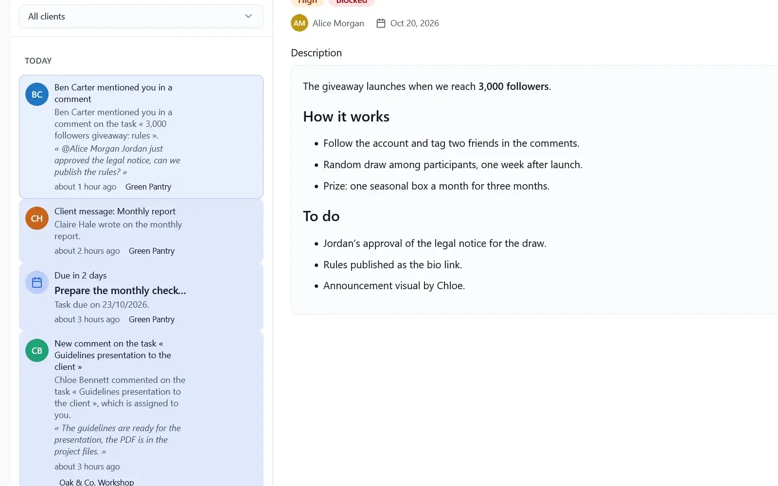 Notifications and comments